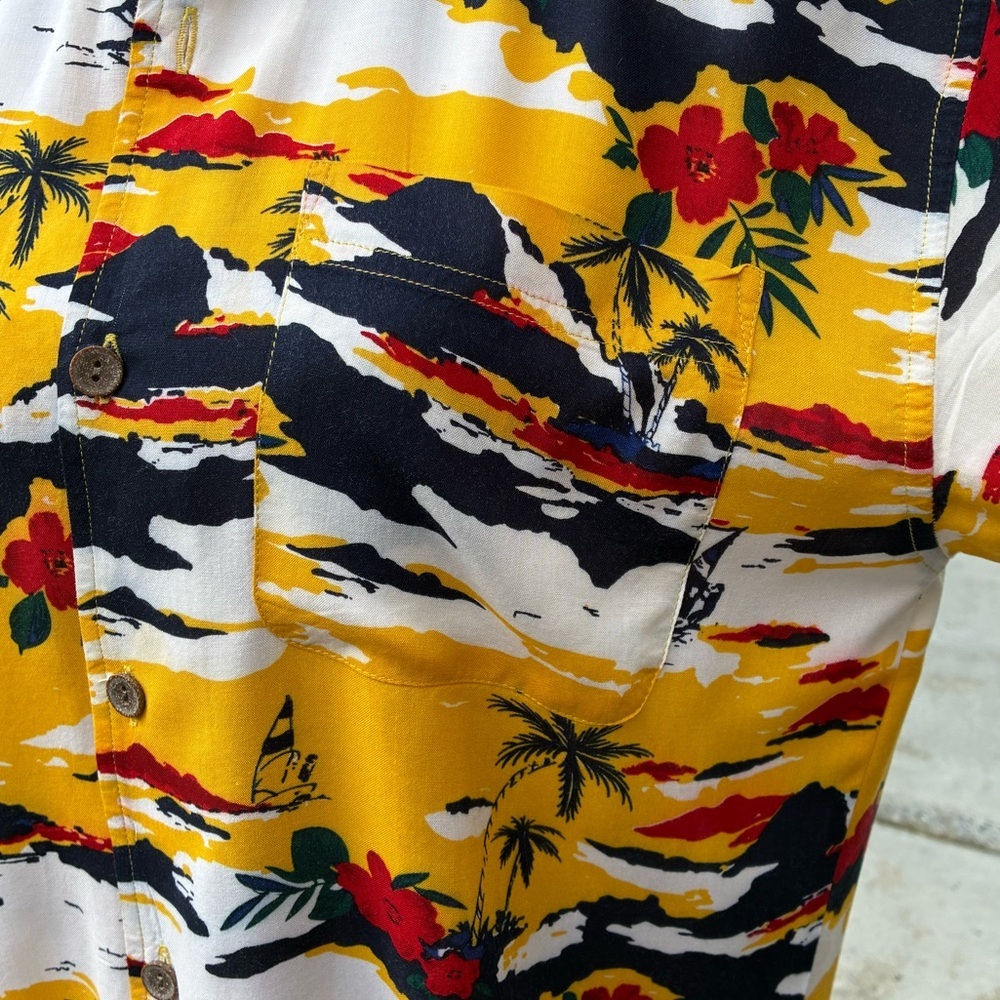 Bugle Boy Classics Women’s Tropical Yellow Hawaiian Shirt XL - Picture 6 of 12